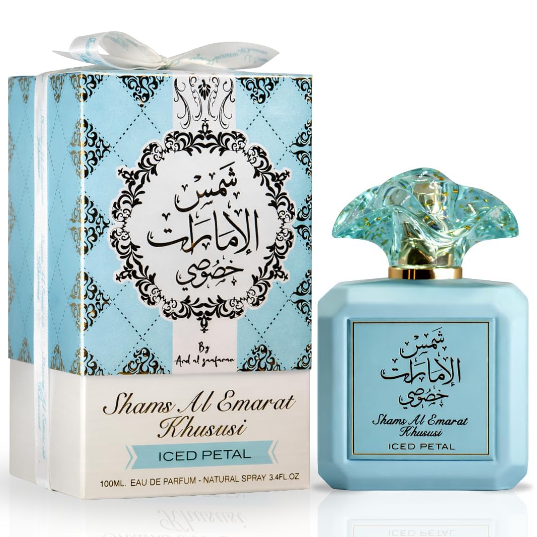 Shams Al Emarat Iced Petal perfume box packaging