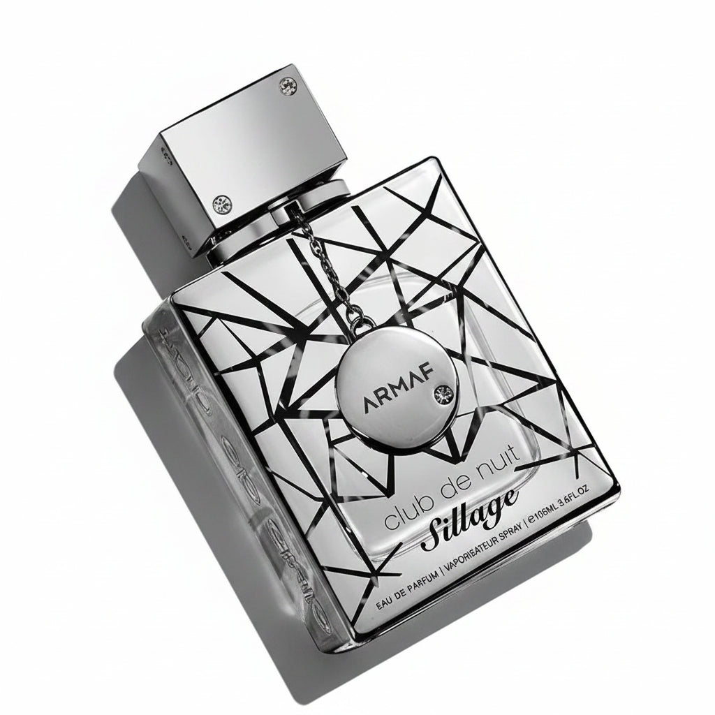 Armaf perfume bottle on a reflective surface