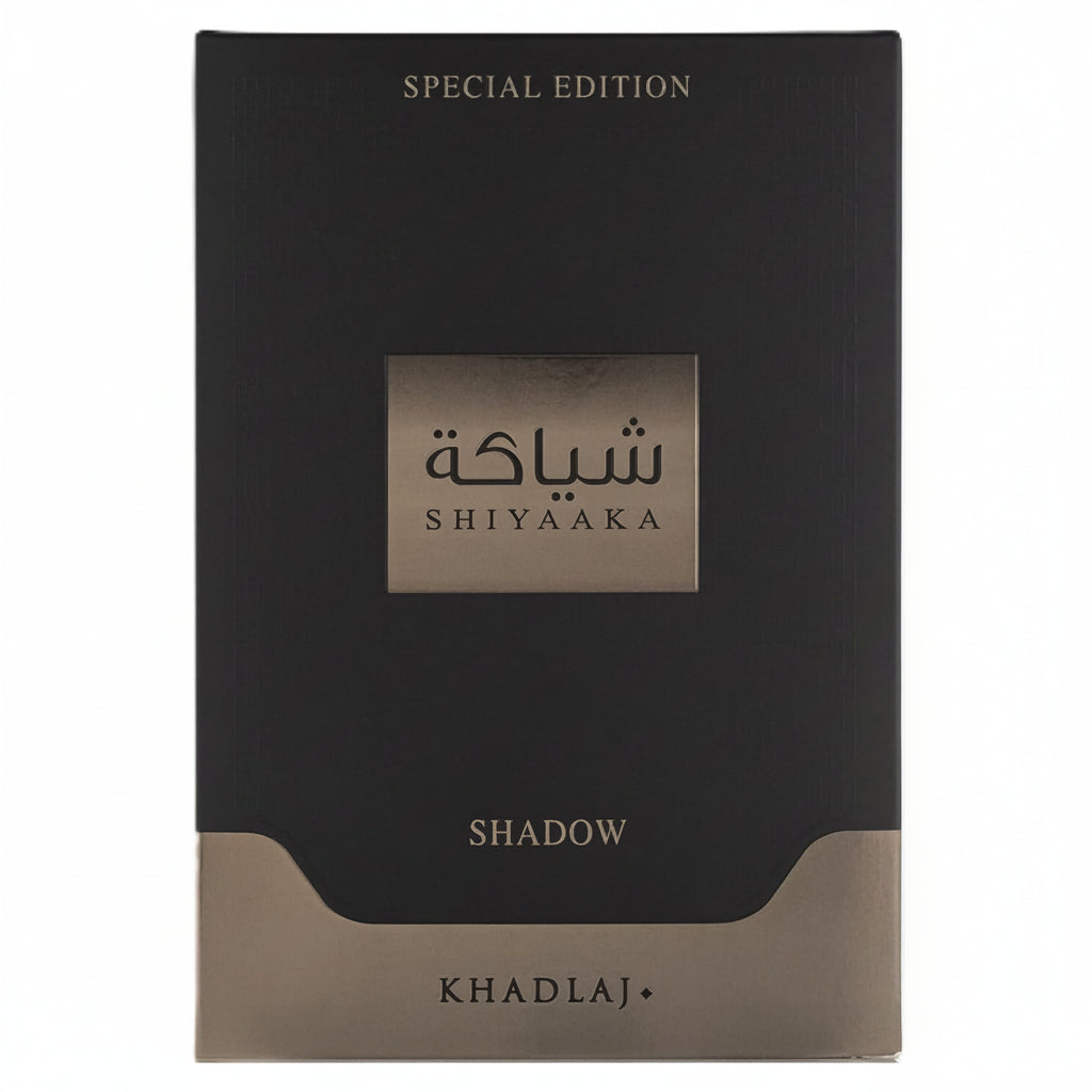 Khadlaj Shiyaaka Shadow perfume box packaging
