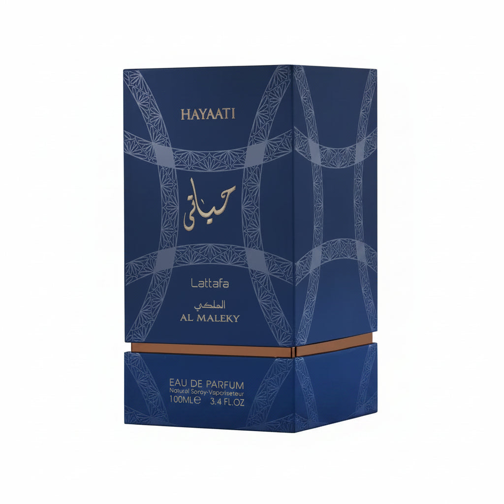 Hayaati Al Maleky perfume with nutmeg, cedar and musk notes