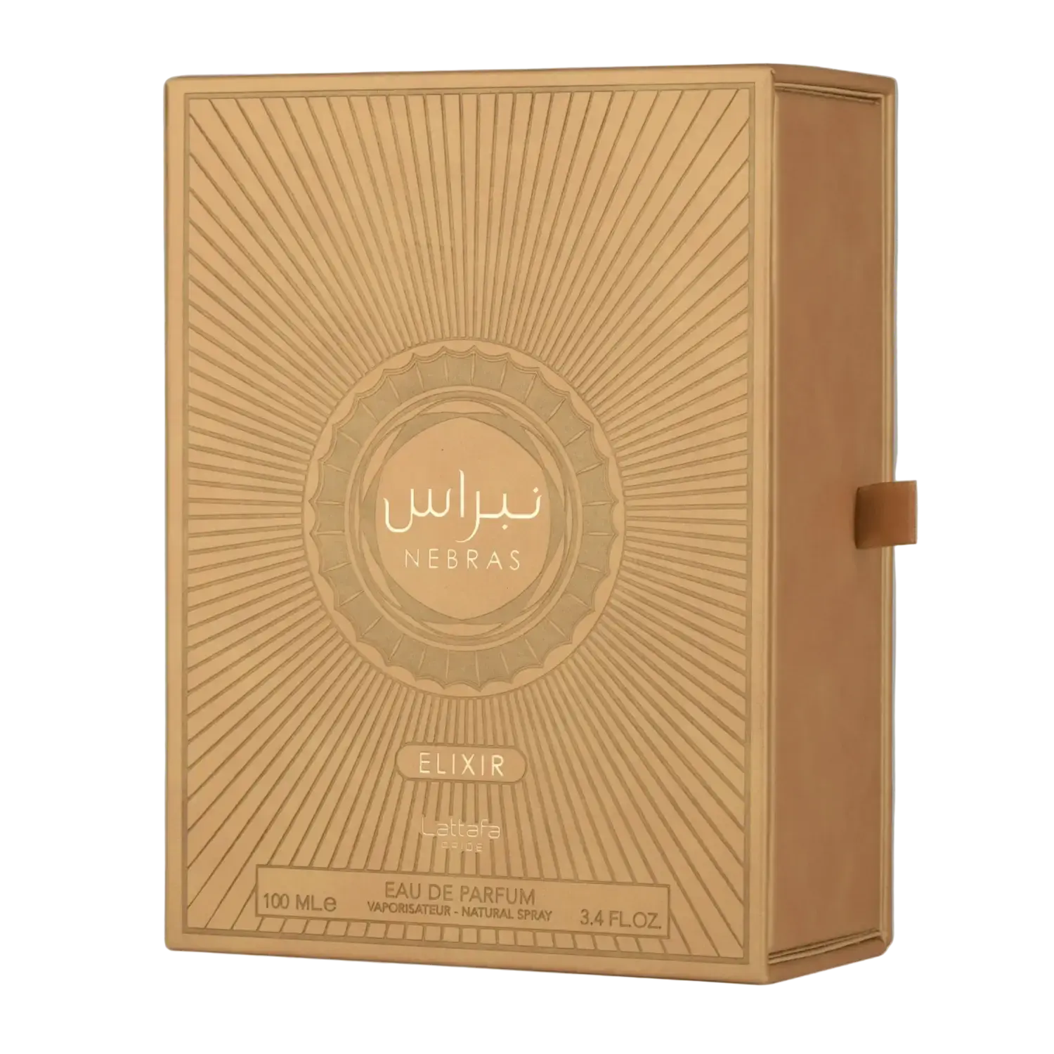 Nebras Elixir perfume box with milk candy, vanilla and musk notes