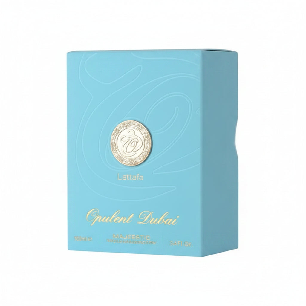Lattafa Opulent Dubai perfume box packaging