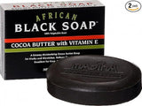 Madina African Black Soap with Cocoa Butter & Vitamin E 3.5 oz (Pack of 2) – Acne & Blemish Care Bar Soap