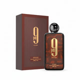 Afnan 9 Elixir perfume bottle and packaging on a white background