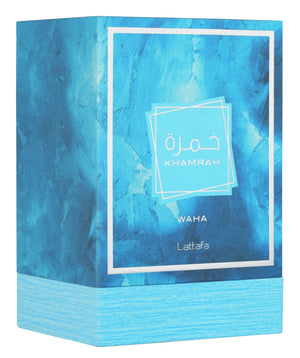 Lattafa Khamrah Waha perfume box packaging